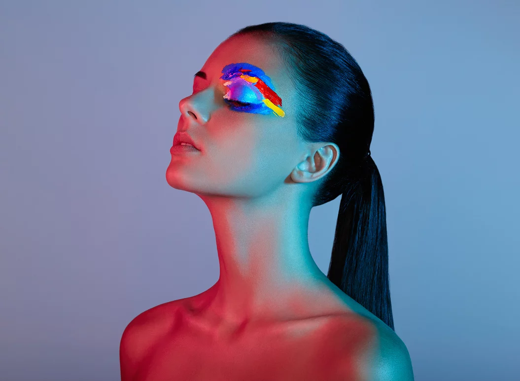 fashion-model-woman-with-colored-face-painted-2023-11-27-05-14-14-utc